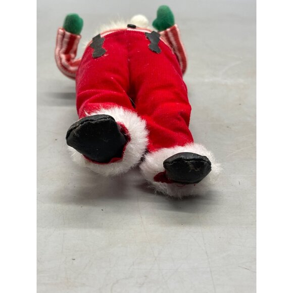 vintage Santa doll figurine bendable painted face red green gloves strips READ - Picture 9 of 10